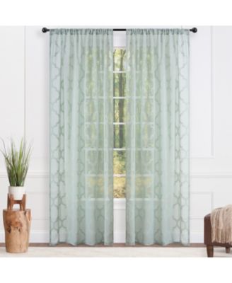 Premium Quatrefoil Voile Sheer Curtains - 2-Panel Light Filtering Curtains for Living Room, Bedroom, Kitchen - 52" x 84" - Sage