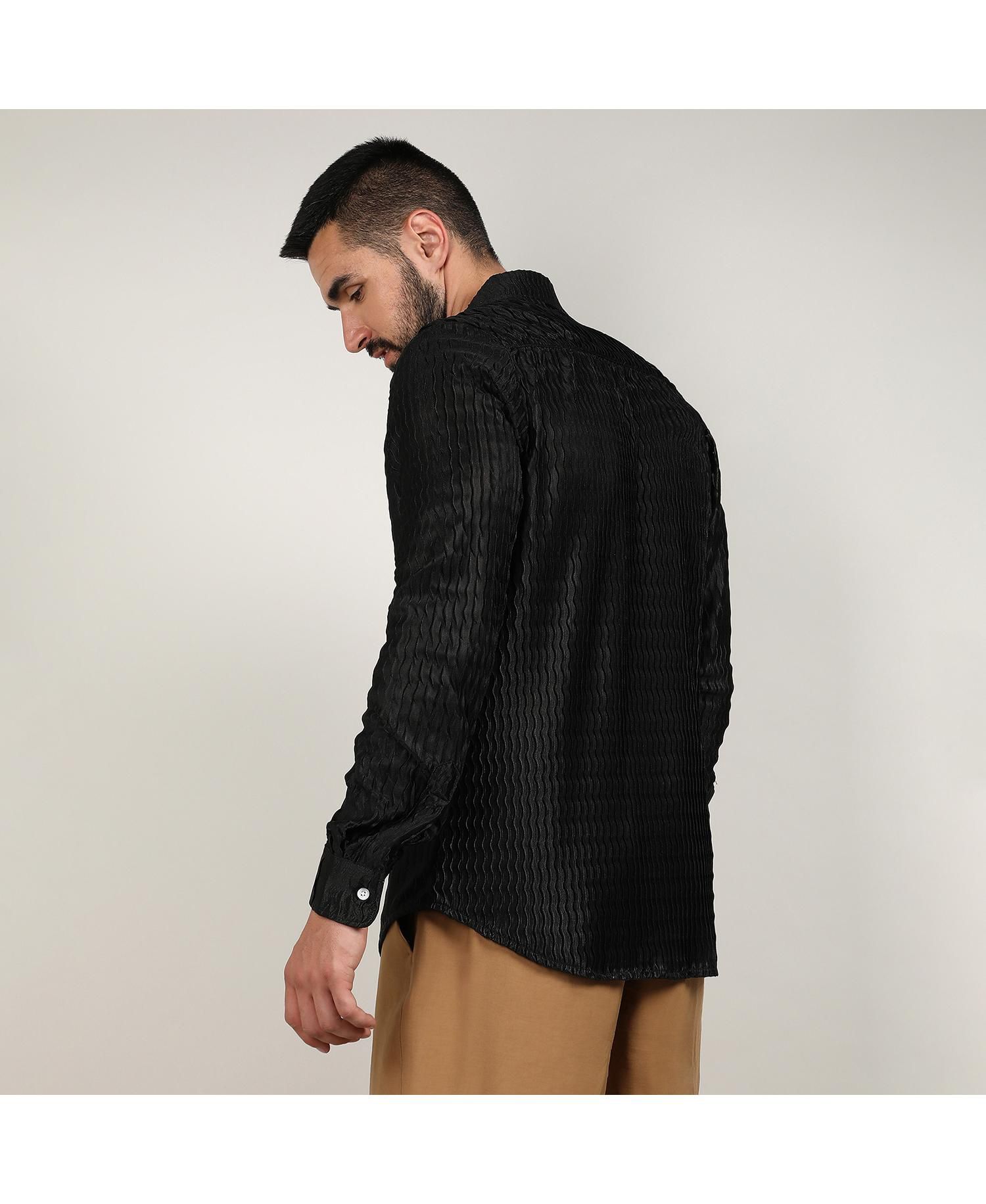 Men's Onyx Black Curly-Creased Shirt