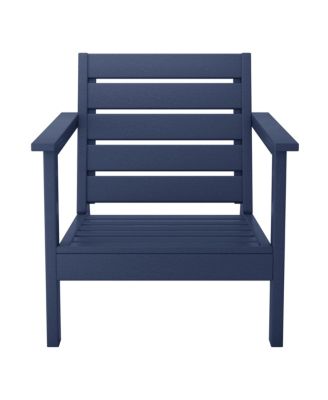 Outdoor Modern HDPE Patio Navy Blue Club Chair with Deep Seat Cushions