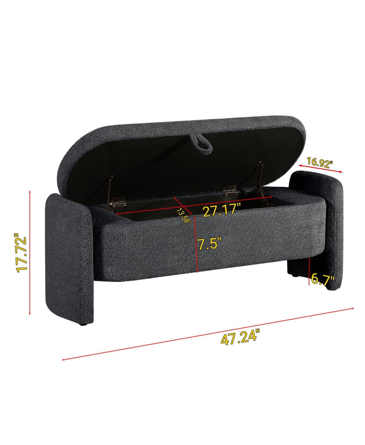 The Pop Home Oval Teddy Fabric Storage Ottoman,Storage Benches with Space-The Pop Home