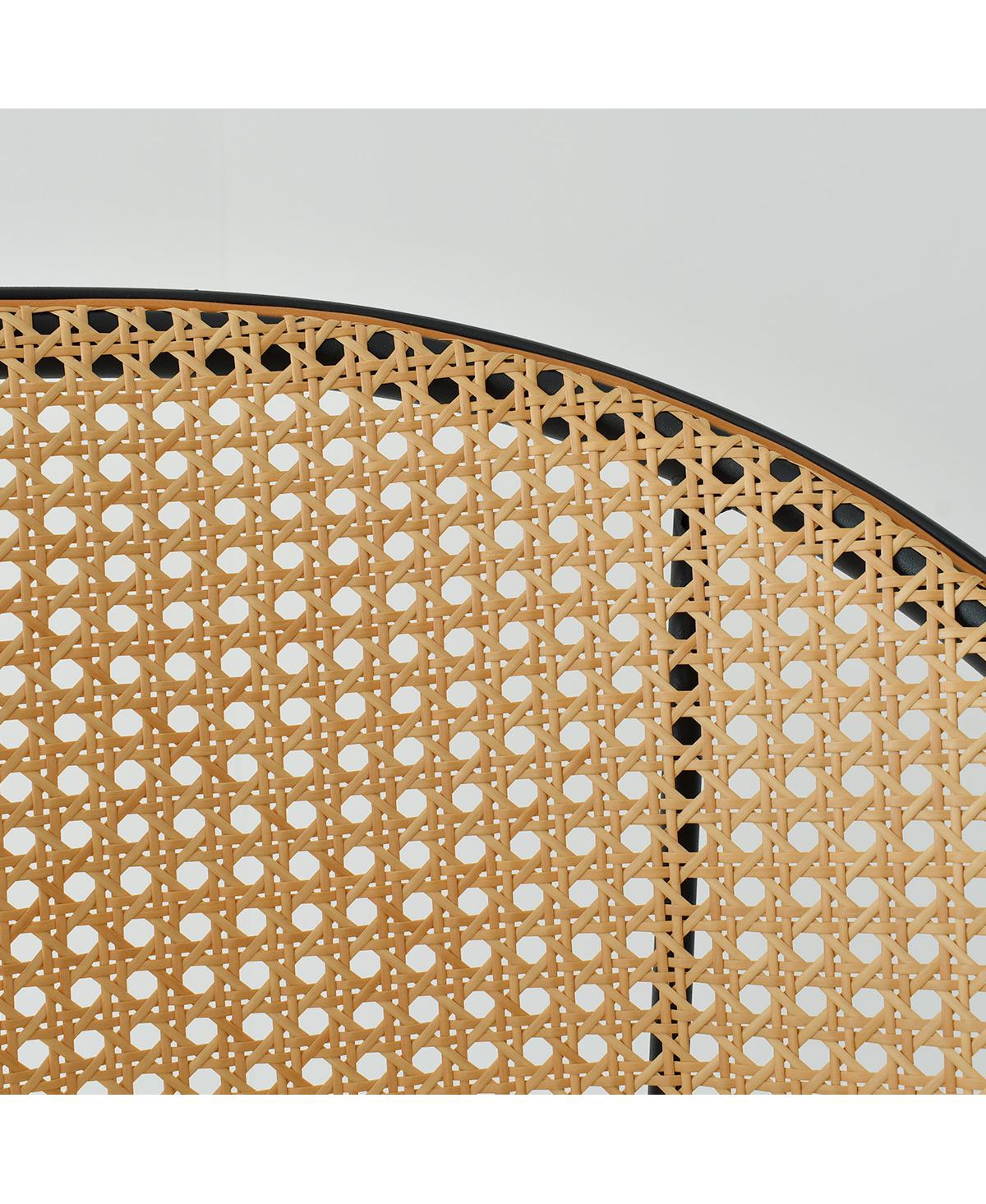 The Pop Home Set of 2 Armless Upholstered Boucle Counter Stools With Rattan Back-The Pop Home