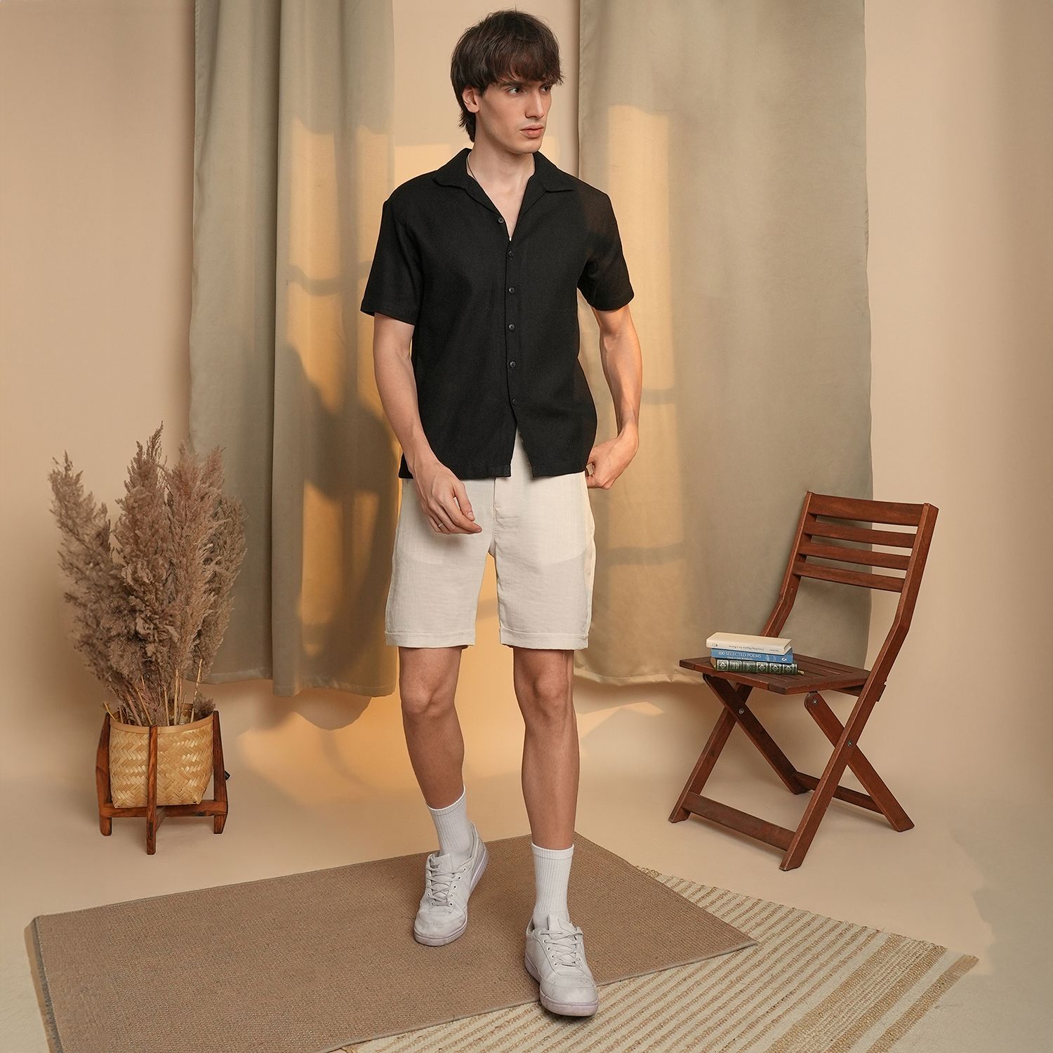 Men's Onyx Black Solid Resort Shirt