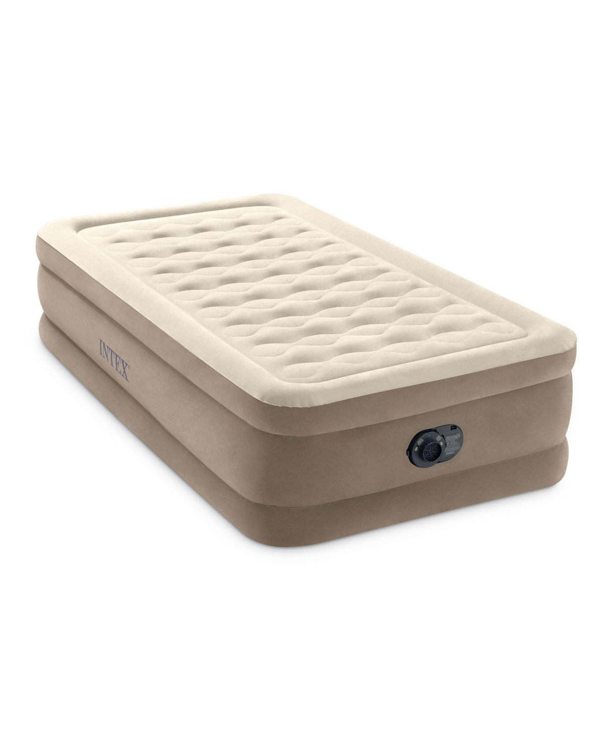 64427ED Dura-Beam Deluxe Ultra Plush Air Mattress with Built-in Pump, Twin - Beige