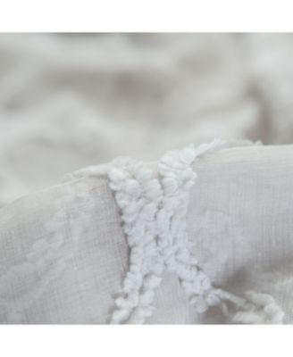 Premium 2-Panel Moroccan Embroidered Design Textured Sheer Curtain Panels - for Windows Living Room Bedroom Kitchen Office - Translucent Window Drapes for Home - 52 x 96 Inches Long - White