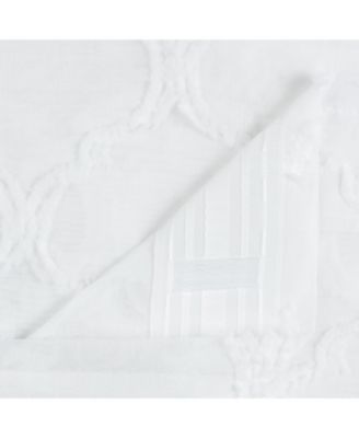 Premium 2-Panel Moroccan Embroidered Design Textured Sheer Curtain Panels - for Windows Living Room Bedroom Kitchen Office - Translucent Window Drapes for Home - 52 x 63 Inches Long - White