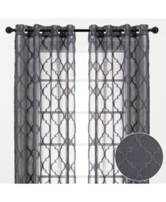 Premium 2-Panel Faux Linen Shimmer Textured Sheer Curtain Panels - for Windows Living Room Bedroom Office - Translucent Window Drapes for Home- 52 x 63 Inches Long - Taupe