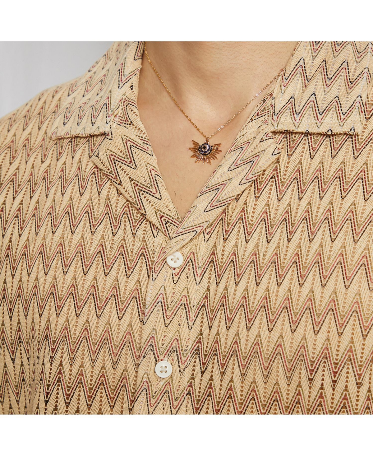 Campus Sutra Men's Pleat-Creased Shirt -khaki