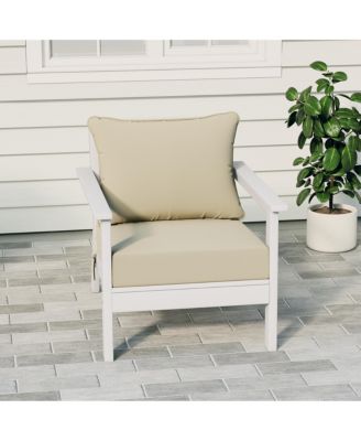 Outdoor Modern HDPE Patio White Club Chair with Deep Seat Cushions