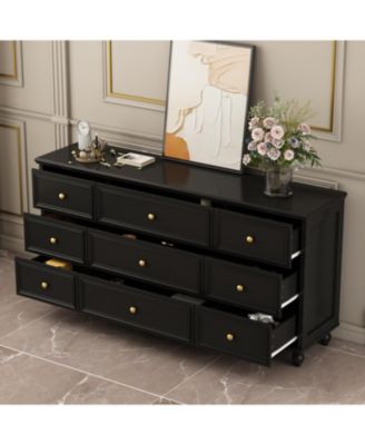Modern 9-Drawer Wooden Chest of Drawers