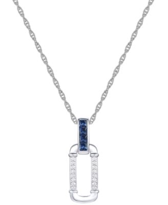 Macy's - Ruby (1/3 ct. t.w.) & Diamond (1/20 ct. t.w.) Oval 18" Pendant Necklace in 14k Gold-Plated Sterling Silver