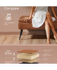 Mid-Century Modern Storage Ottoman Bench with Steel Legs, Black