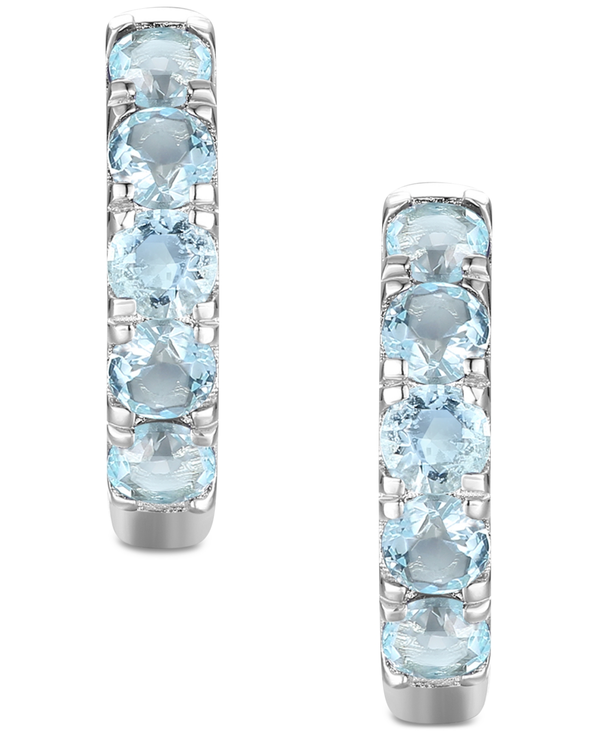 Macy's Lab Grown Ruby Five Stone Small Hoop Earrings (5/8 Ct. T.w.) In 10k Gold, 0.5" (also Available In Ci In Aquamarine