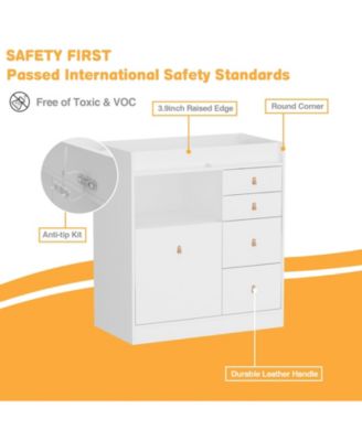 Changing Table With 5-Drawers,Kids Dresser with Shelf