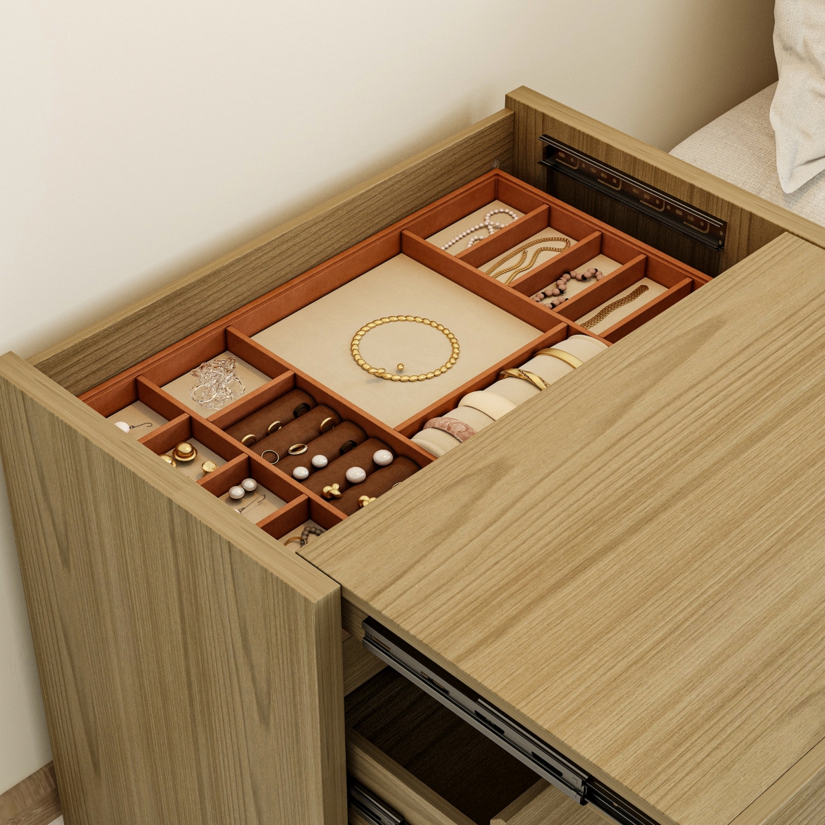 Nightstand with Hidden Drawer and Electronic Lock,Nfc Control,Bedside Table,Chest of Drawers