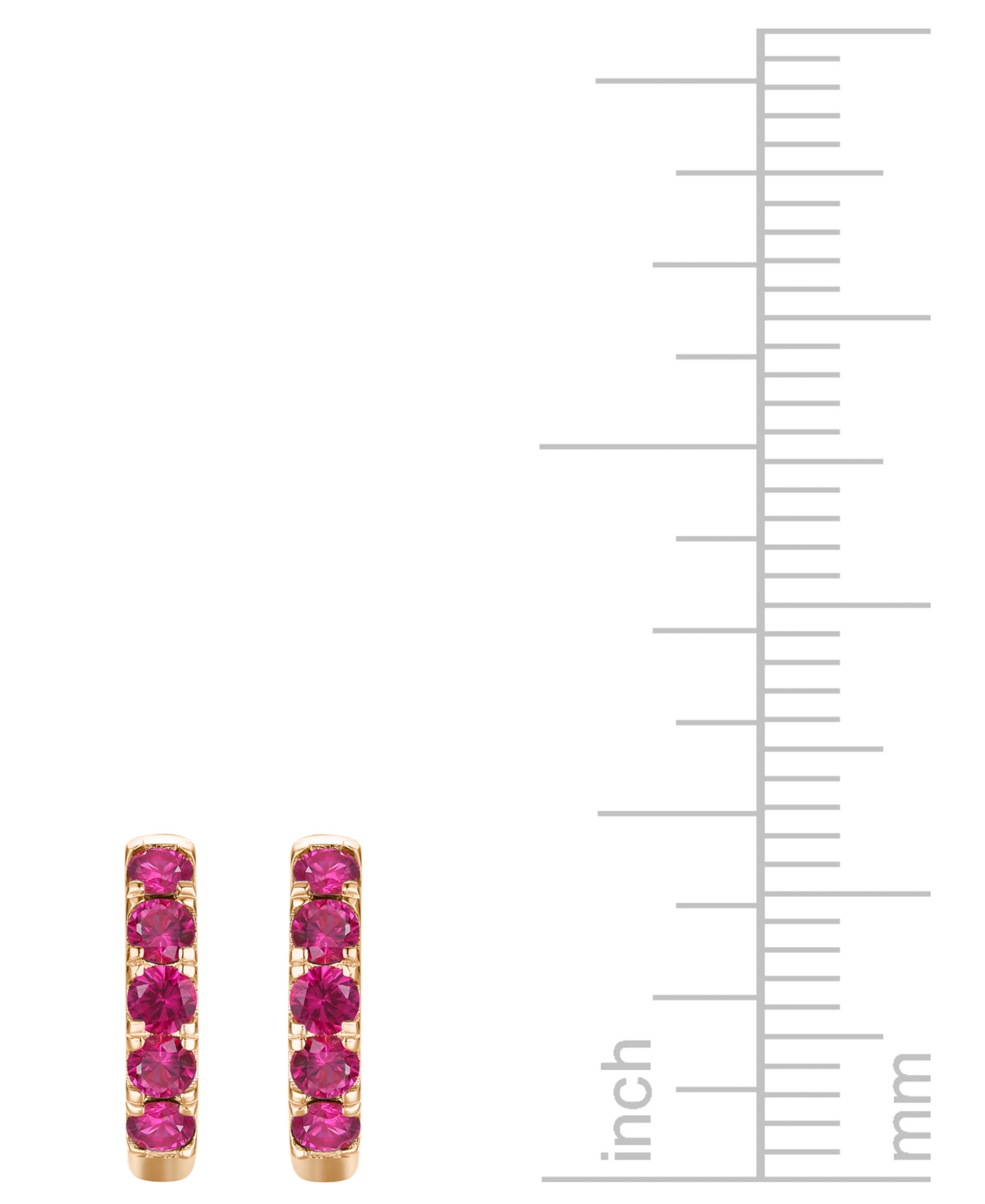 Macy's Lab Grown Ruby Five Stone Small Hoop Earrings (5/8 Ct. T.w.) In 10k Gold, 0.5" (also Available In Ci In Ruby