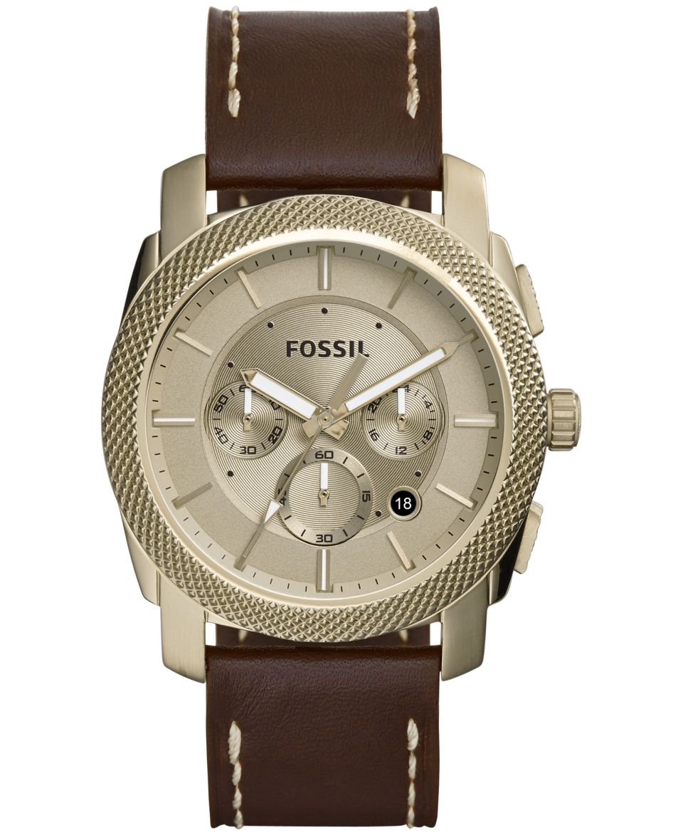 Fossil Mens Chronograph Brown Leather Strap Watch 44mm FS5075