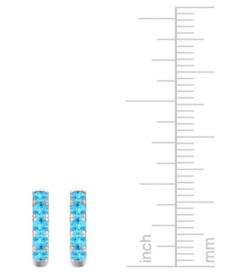 Lab Grown Ruby Five Stone Small Hoop Earrings (5/8 ct. t.w.) in 10k Gold, 0.5" (Also available in Citrine, Blue Topaz, Amethyst, Peridot, Sapphire, Emerald, White Sapphire, Garnet, and Aquamarine)