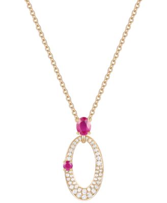Sapphire 12 ct tw Diamond 13 ct tw Oval 18 Pendant Necklace in 14k White Gold Also Available in Ruby Emerald - Ruby 1799$