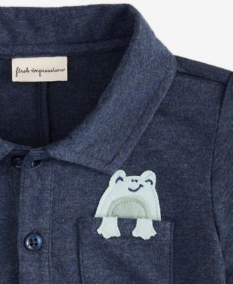 Baby Boys Frog Pocket Collared Sunsuit