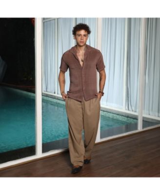 Men's Chocolate Brown Puffy-Textured Shirt