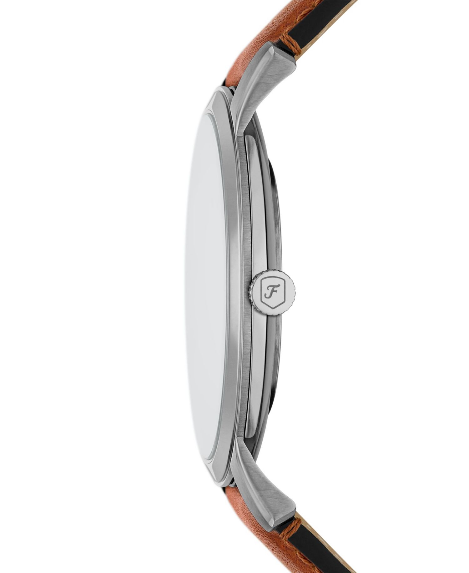 Men's Minimalist Three-Hand Brown Leather Watch, 44mm