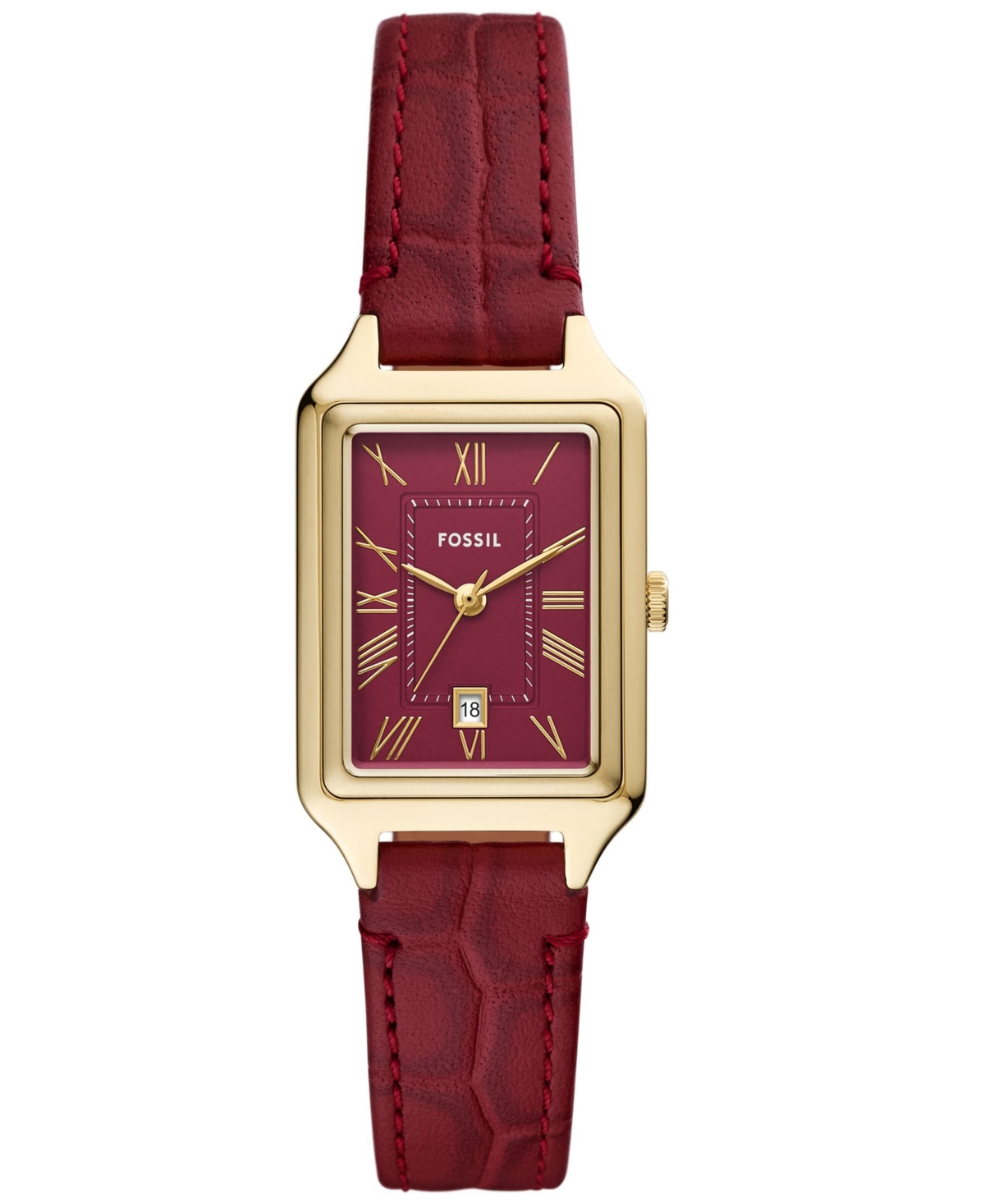 FOSSIL WOMEN'S RAQUEL THREE-HAND DATE RED CROCO LEATHER WATCH, 23MM 
