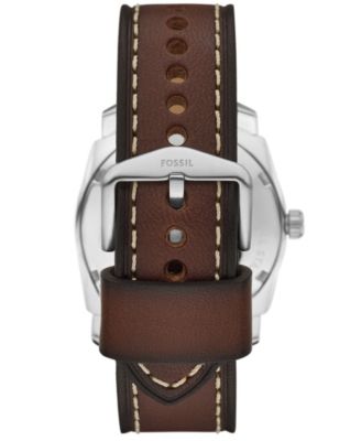 Men's Machine Three-Hand Date Brown Leather Watch and Bracelet Set, 42mm