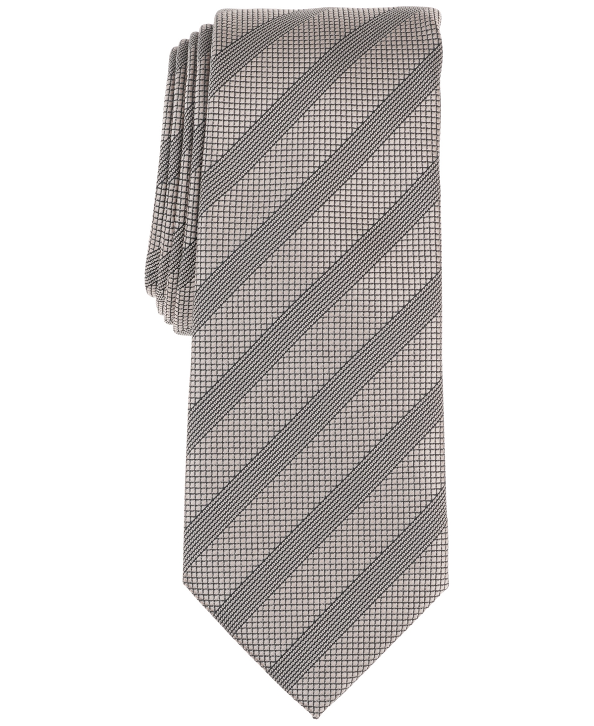 Alfani Men's Sidney Stripe Tie, Created For Macy's In Ecru