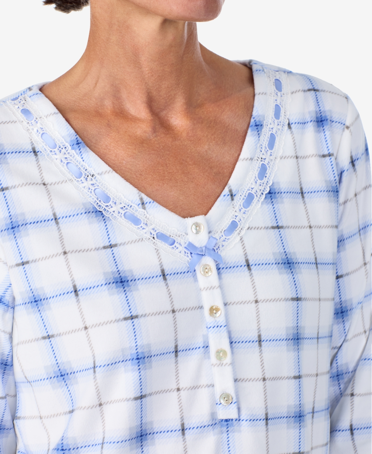 Women's Long Sleeve Pajama Set - Blue Bell Plaid