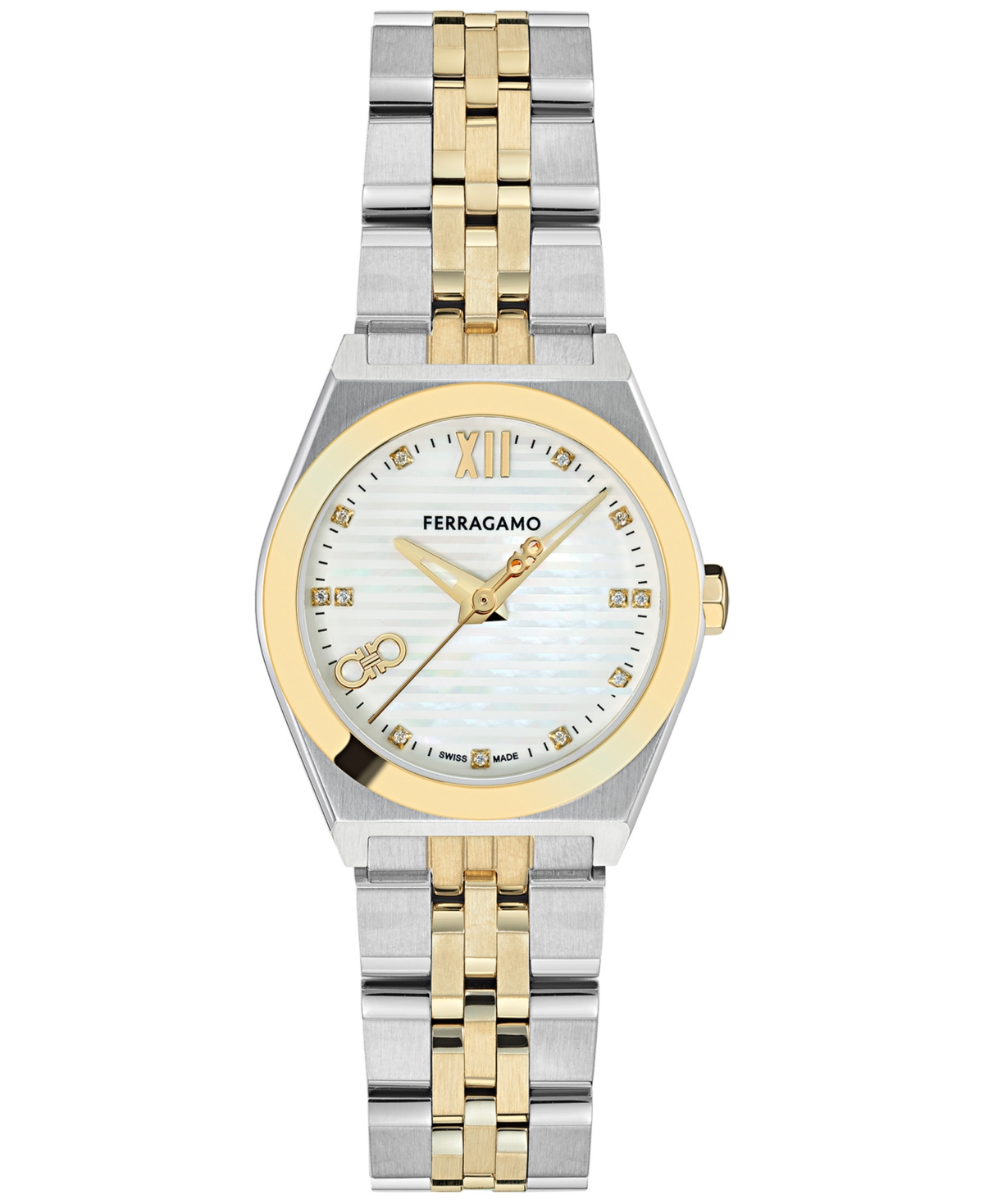 Edifier Women's Swiss Vega Diamond Accent Two-tone Stainless Steel Bracelet Watch 28mm In Two Tone