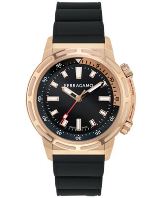 Ferragamo - Men's Swiss Sport Black Polyurethane Strap Watch 46mm