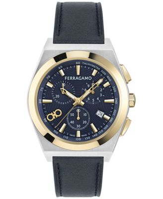 Ferragamo - Men's Swiss Chronograph Vega Blue Leather Strap Watch 42mm