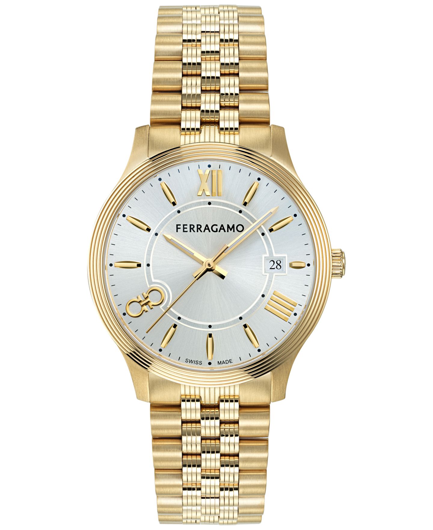 Женские часы Ferragamo Swiss Duo Gold Ion Plated Stainless Steel Bracelet Watch 40mm — фото 1