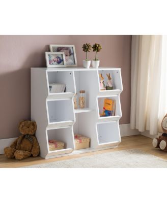 Brookline White Wood Cubby Storage Cabinet Unit