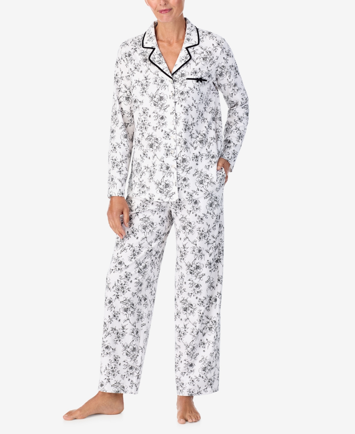 Aria Women's Long Sleeve Pajama Set In Floral Print