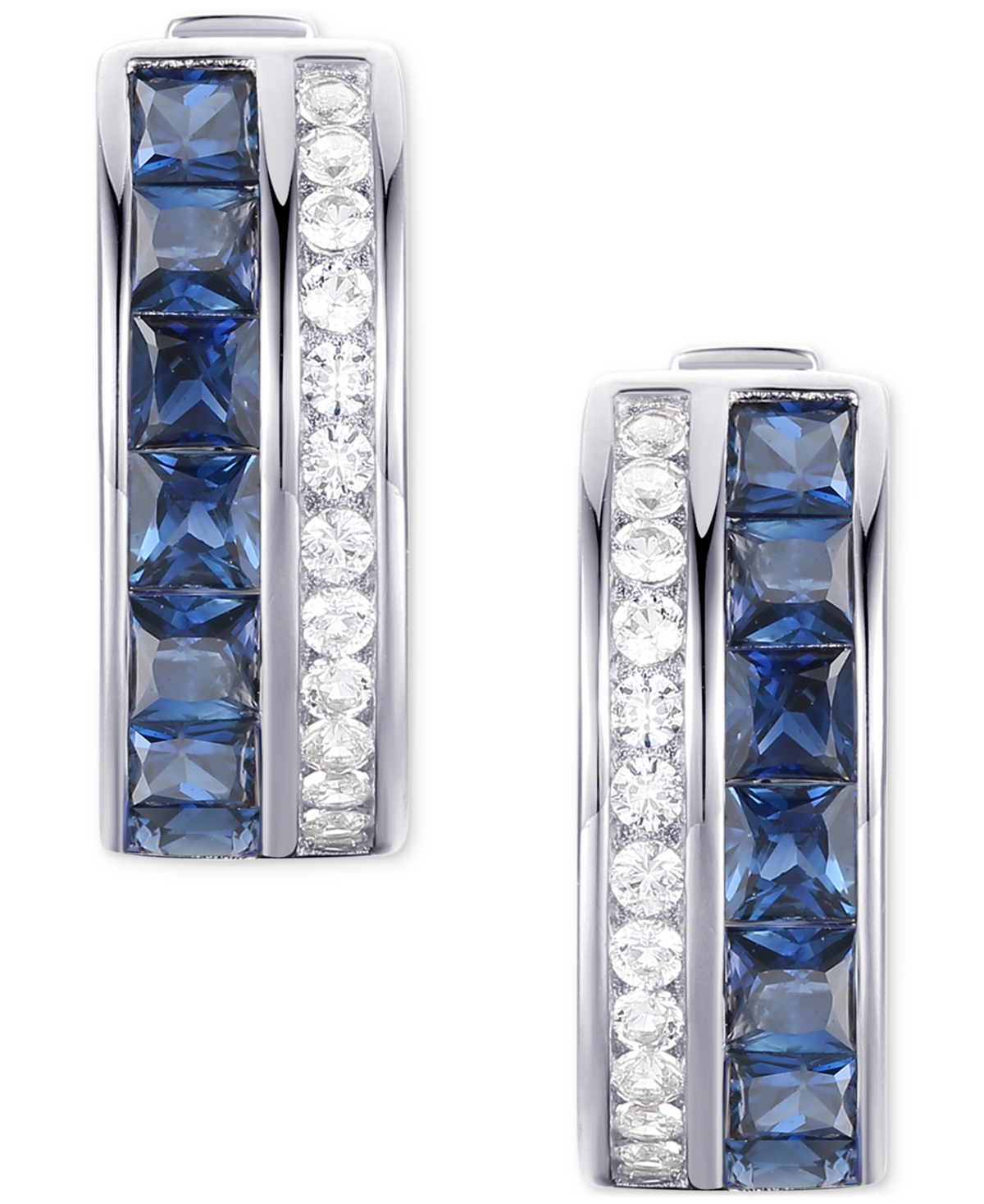 Macy's Ruby (1-5/8 Ct. T.w.) & Diamond (1/4 Ct. T.w.) Small Hoop Earrings In 14k Gold, 0.5 (also Available In Sapphire