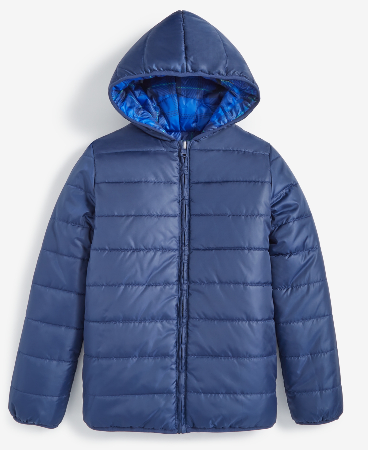 EPIC THREADS LITTLE & BIG BOYS CAMP PLAID REVERSIBLE HOODED PUFFER JACKET, CREATED FOR MACY'S 