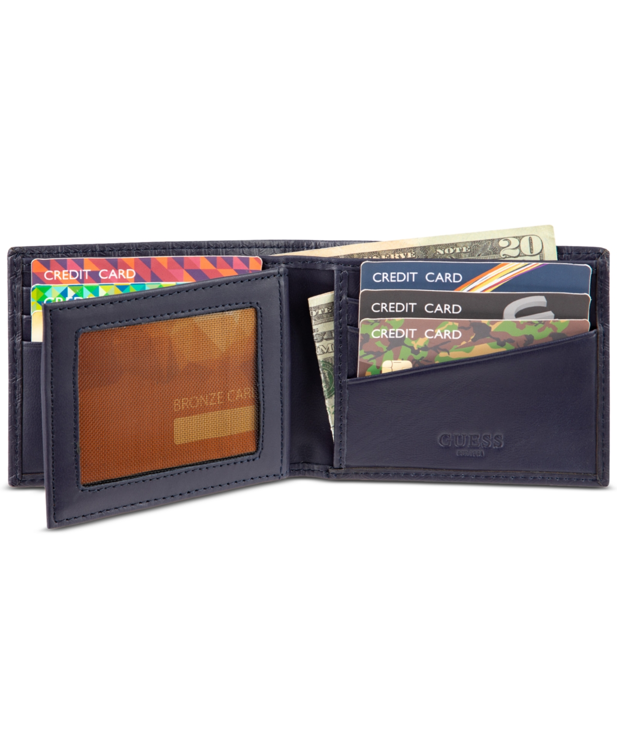 GUESS MEN'S GUESS CUBE EMBOSSED LEATHER WALLET 