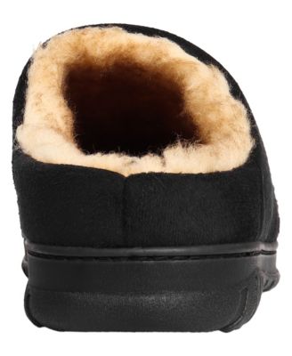 Men's Microsuede Puffer Clog with Tipped Shearling Faux Fur Lining Indoor-Outdoor Sole Slipper