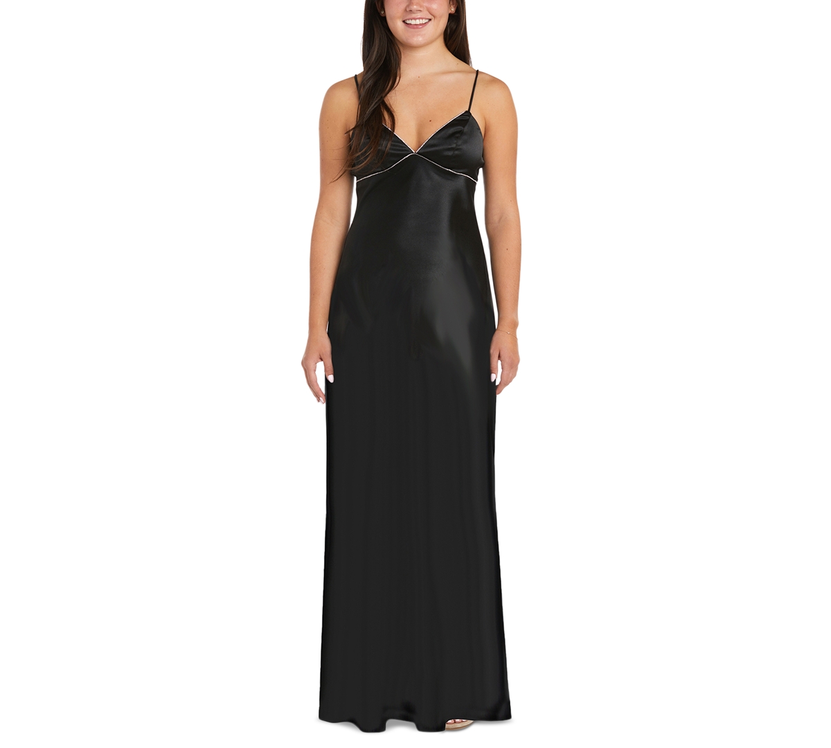 Morgan & Company Juniors' Embellished V-neck Sleeveless Gown In Black
