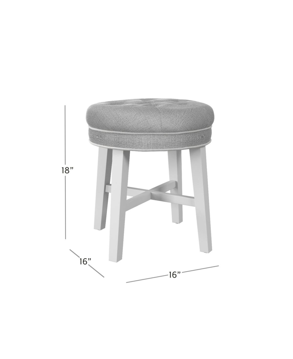 Hillsdale 18" Wood Sophia Tufted Backless Vanity Stool In Gray