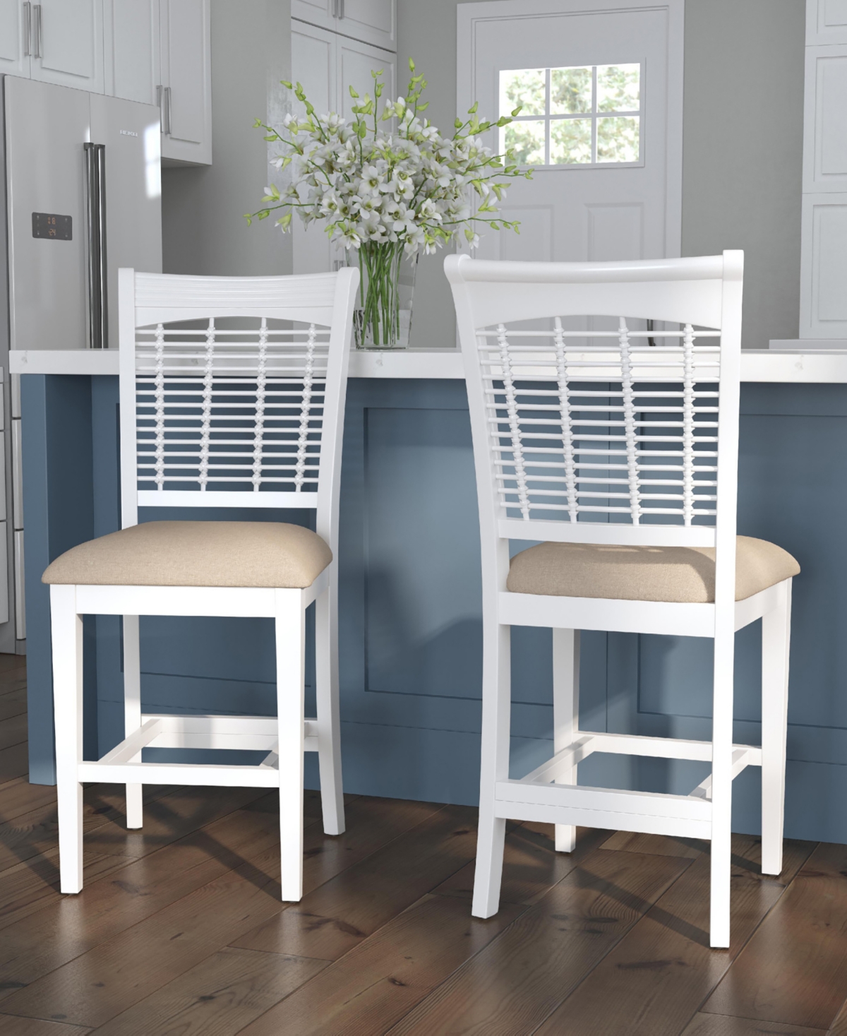 Hillsdale 42.5" Wood Bayberry Counter Height Stool In White