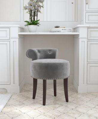22.5" Wood and Upholstered Lena Vanity Stool