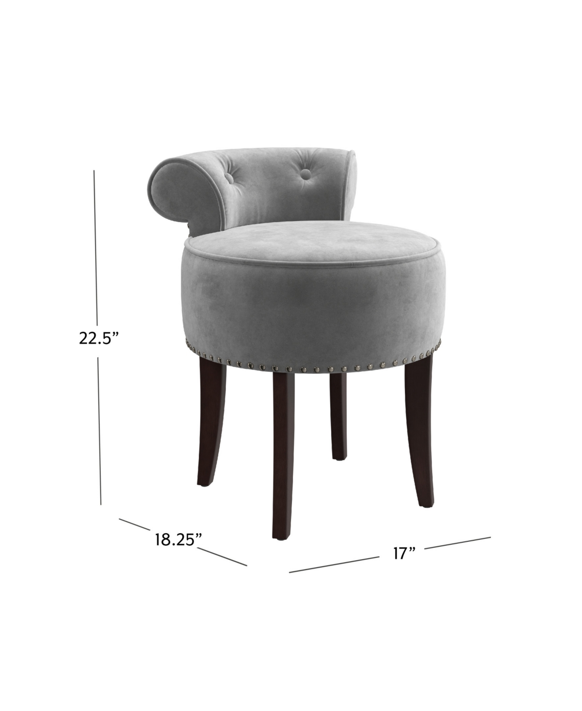 Hillsdale 22.5" Wood And Upholstered Lena Vanity Stool In Gray