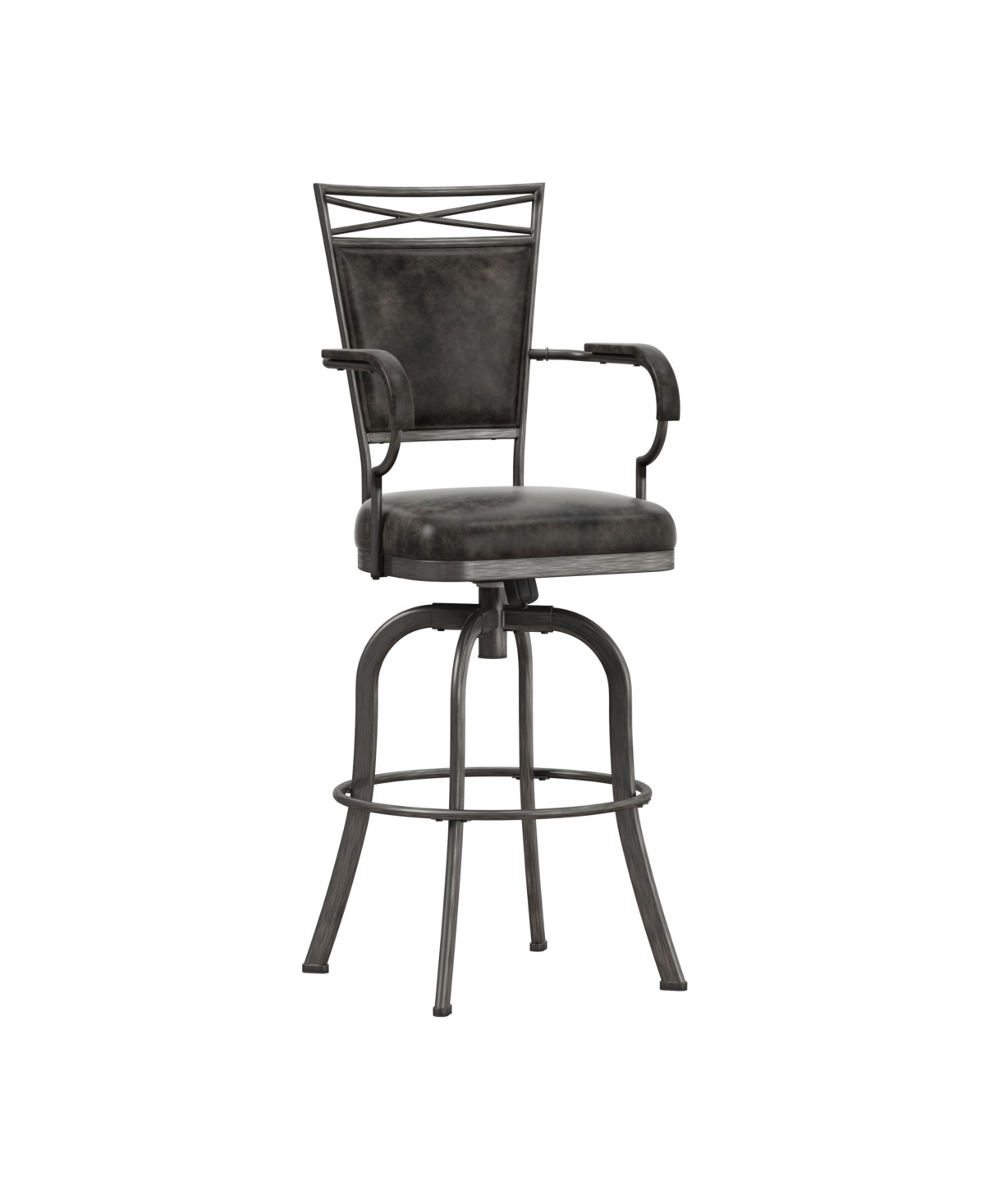 Hillsdale 44.5" Metal Bridgetown Counter Height Swivel Stool In Pewter