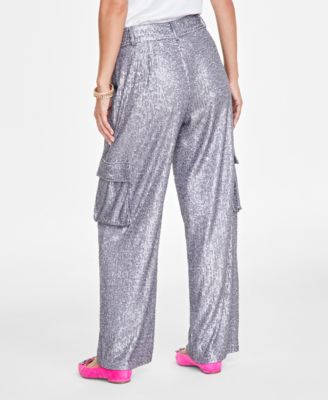 Women's High Rise Sequin Cargo Pants, Created for Macy's