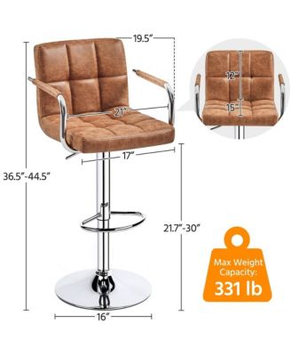 2PCS PU Leather Swivel Stools Adjustable Kitchen Chairs