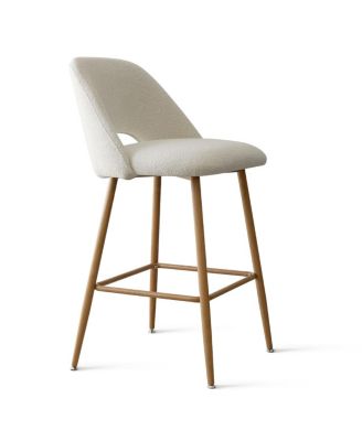 26 Inch Boucle Counter Stool Set Of 2 with Metal Legs