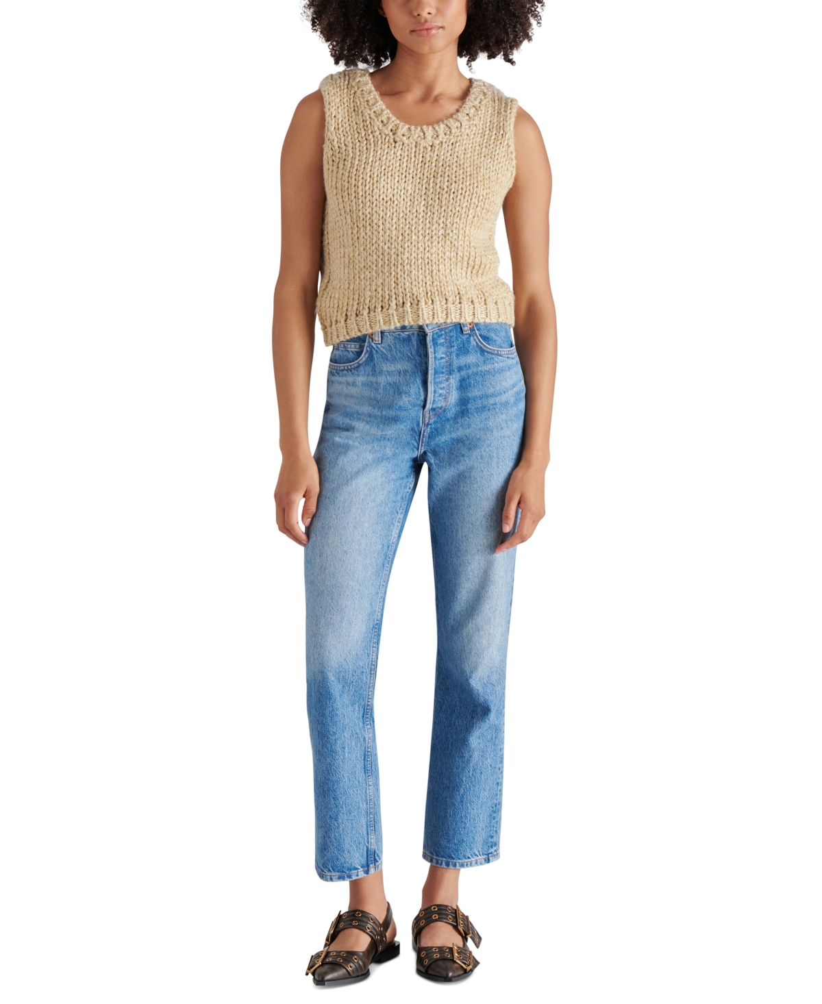 Steve Madden Women's Eleny Metallic-Threaded Sleeveless Sweater