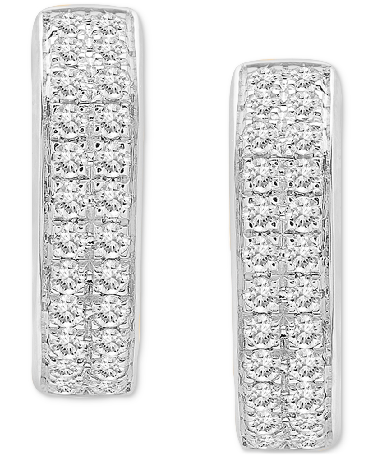 Macy's Diamond Double Row Huggie Hoop Earrings (1/2 Ct. T.w.), In Sterling Silver Or 14k Gold-plated Sterli In Sterling Silver